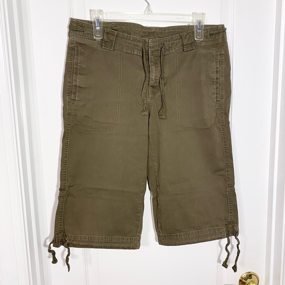 The North Face Olive Green Hiking Bermuda Shorts Drawstring Waist & Hem Size 8